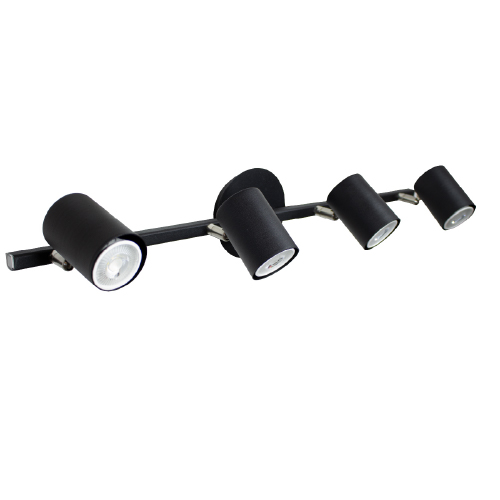 Aplique 4 luces GU10 con barral de 65 cm negro